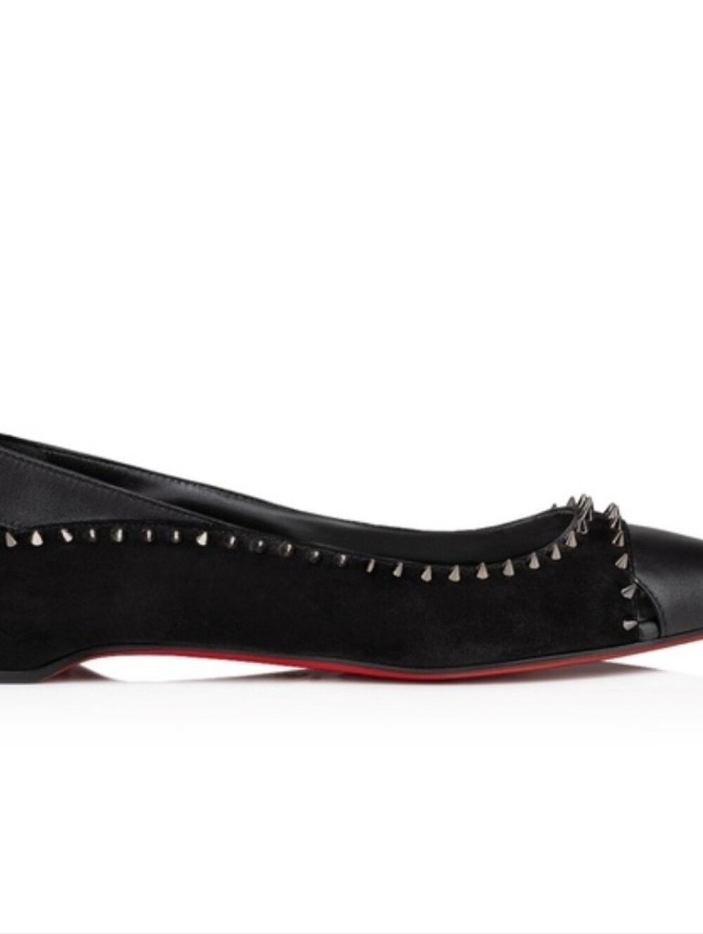Christian Louboutin Black Studded Pointed Ballet Flat